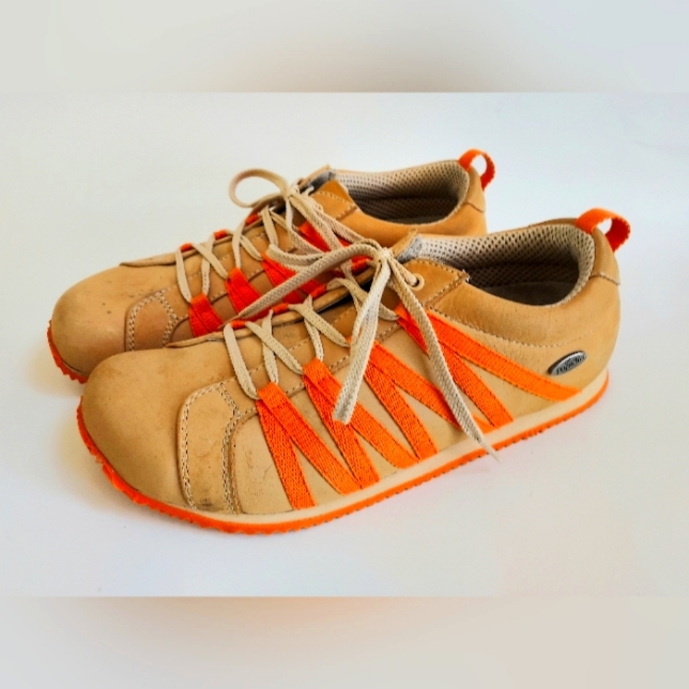 Papillio by Birkenstock Sicilia Unisex Tan & Orange Leather Lace Up Shoes Sz 38